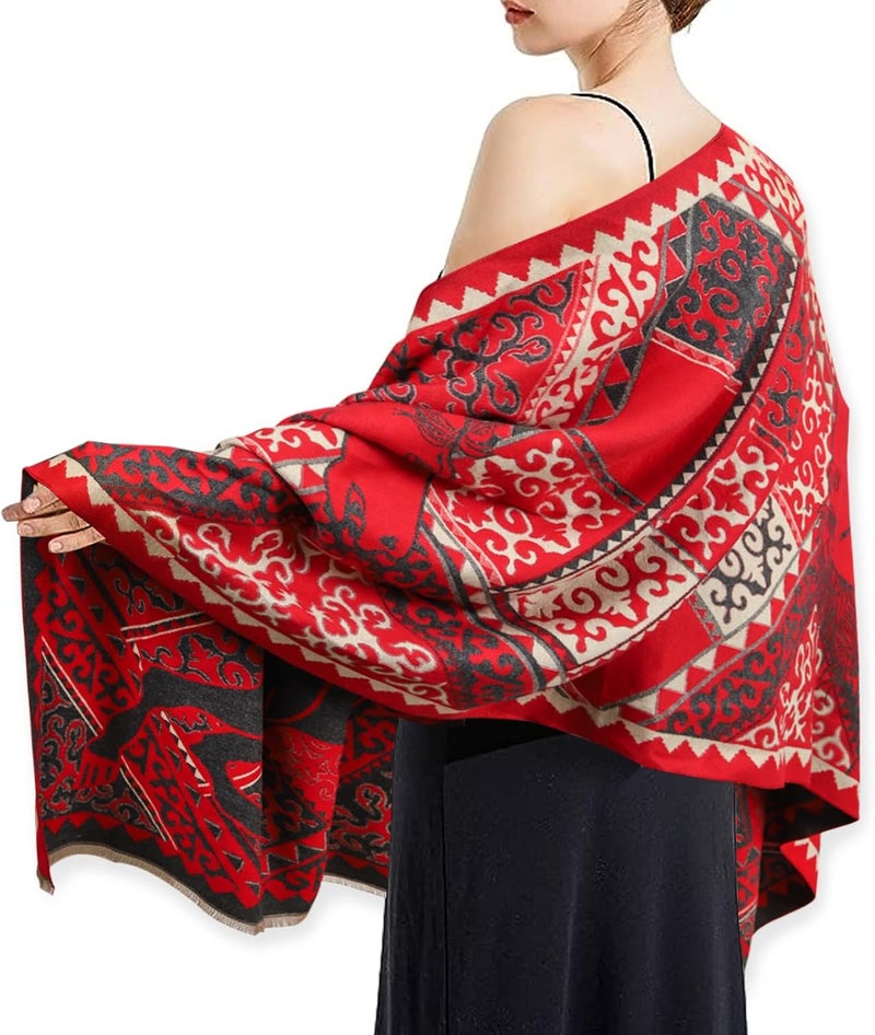 EXTREE Scarfs for Women Pashmina Silky Shawl Wrap for Evening Dressing Blanket Open Front Poncho Cape - Image 2
